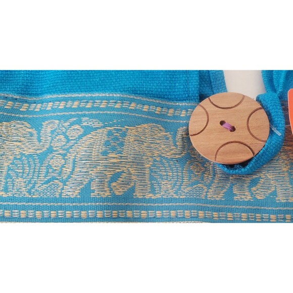 NEW Womens Indian Handmade Shoulder Handbag W Elephant Design Turquoise Black - Picture 5 of 5